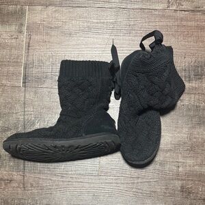 UGG Black Knit Lace Up Boots